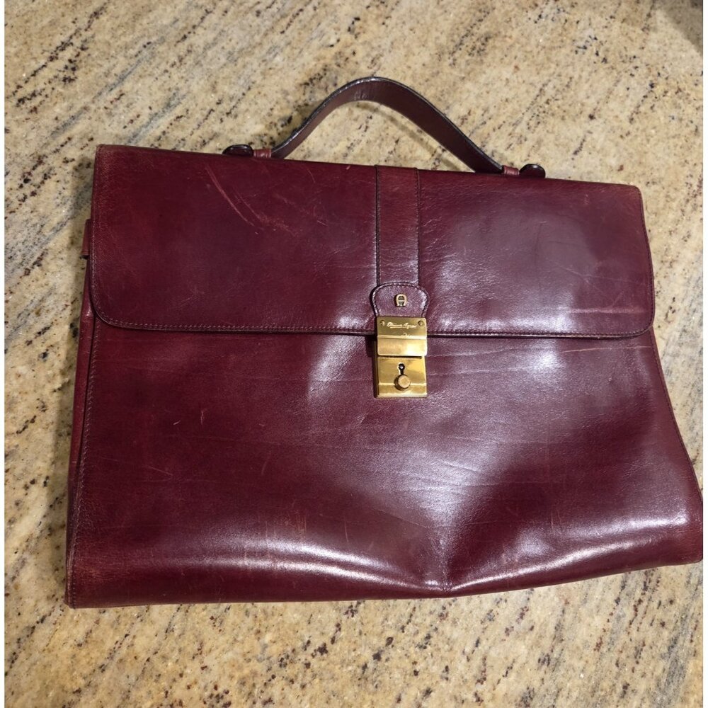 Vintage Etienne Aigner Oxblood Leather Document Brief Case Portfolio